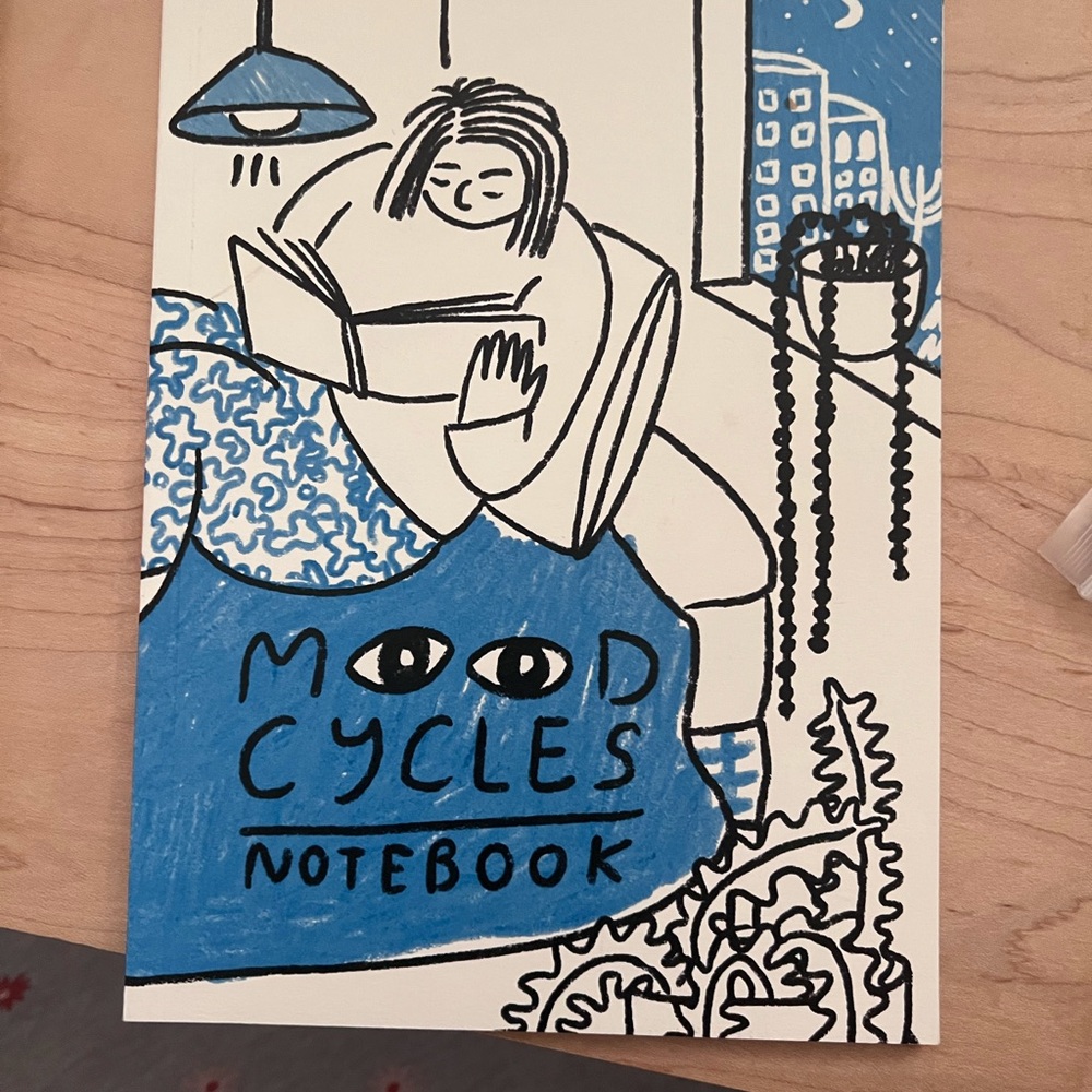Mood Cycles Artistic Black and Blue Notebook